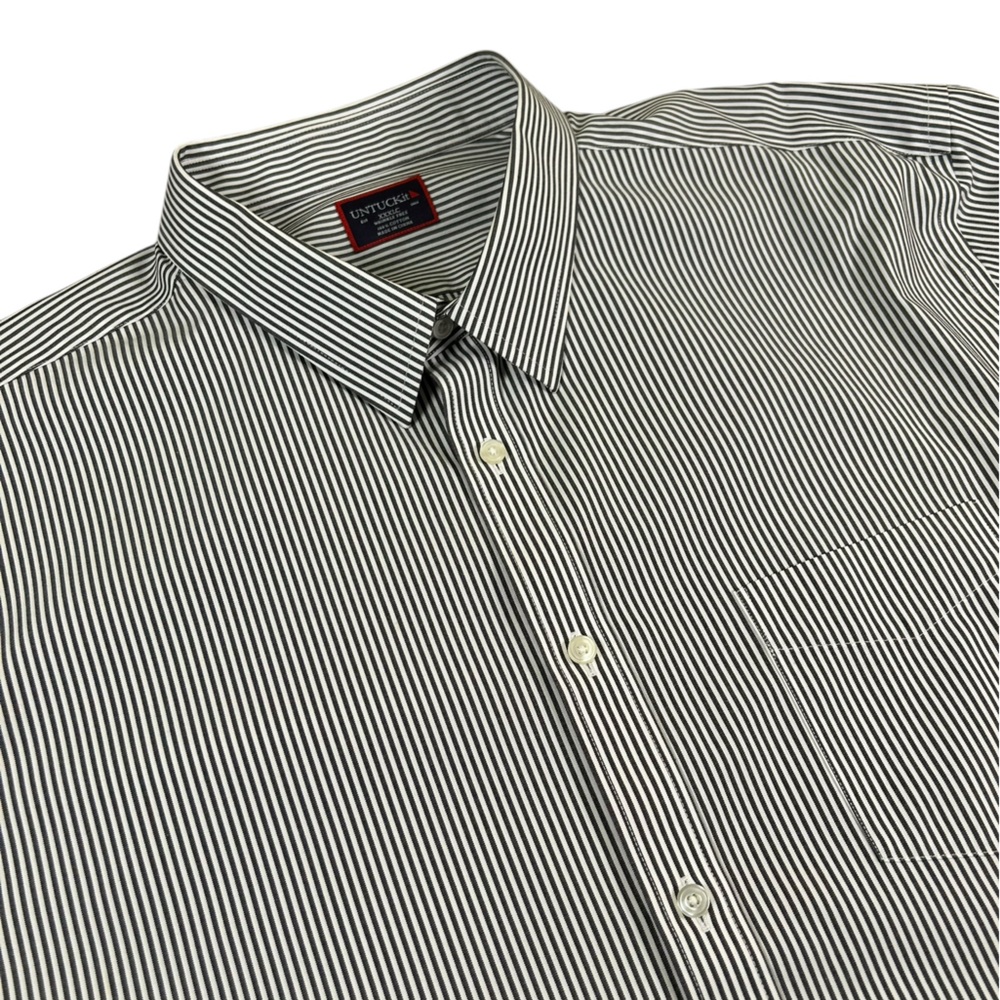 UNTUCKit Pio Cesare Wrinkle Free Black White Stripe Shirt XXXLC 3XL Classic Fit